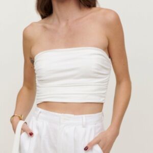 NEW NWT Reformation Arella White Strapless Top size 12